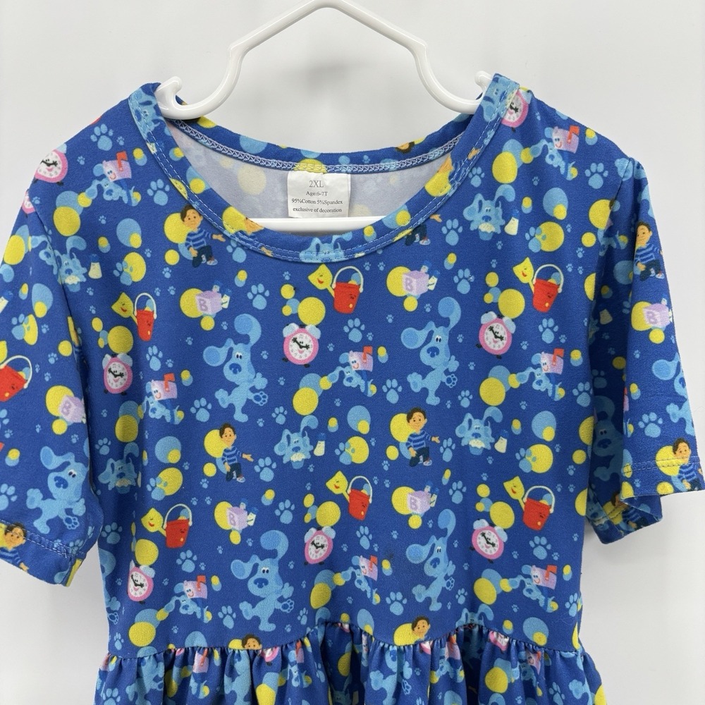 Blues Clues‎ Dress Girls 6 - 7 Blue Short Sleeve Josh All Over Print T Shirt - Picture 4 of 10